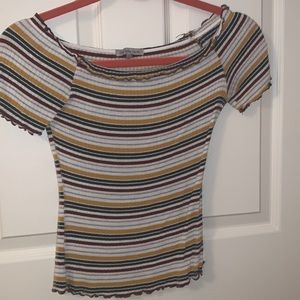 Striped Short Sleeve Lettuce Edge Shirt